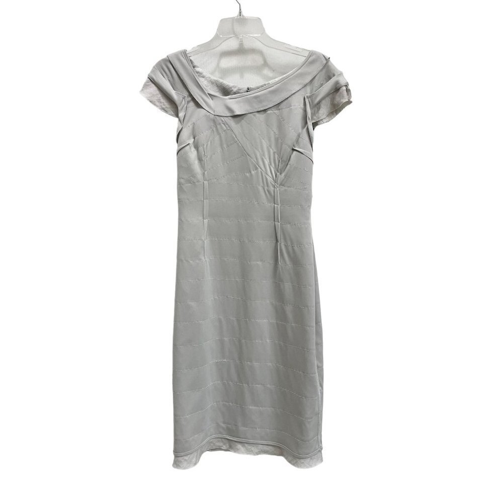 London Times Shimmer Cocktail Party Dress Scoop Neck Ruffled Tiered Pleated 10 - Picture 5 of 11